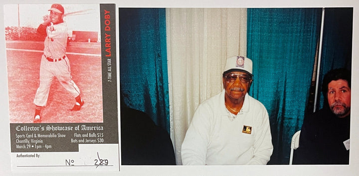 Larry Doby signed Cleveland MLB 8x10 Photo Framed- COA/CSA Show Ticket/Photo/HOF