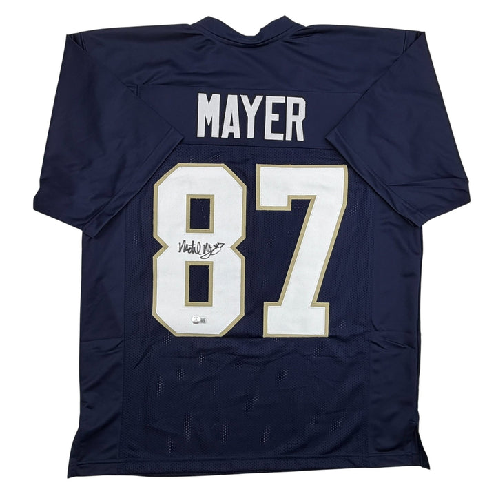 Autographed/Signed Michael Mayer Notre Dame Blue College Jersey Beckett BAS COA