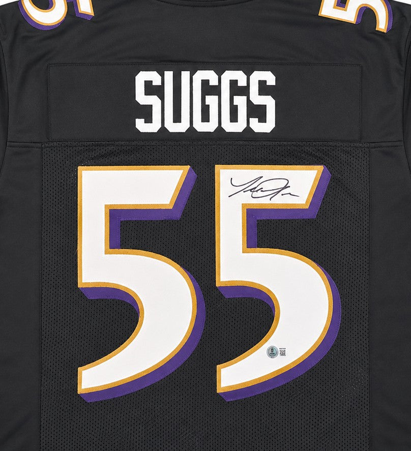 Baltimore Ravens Terrell Suggs Signed Black Jersey Beckett BAS Witness