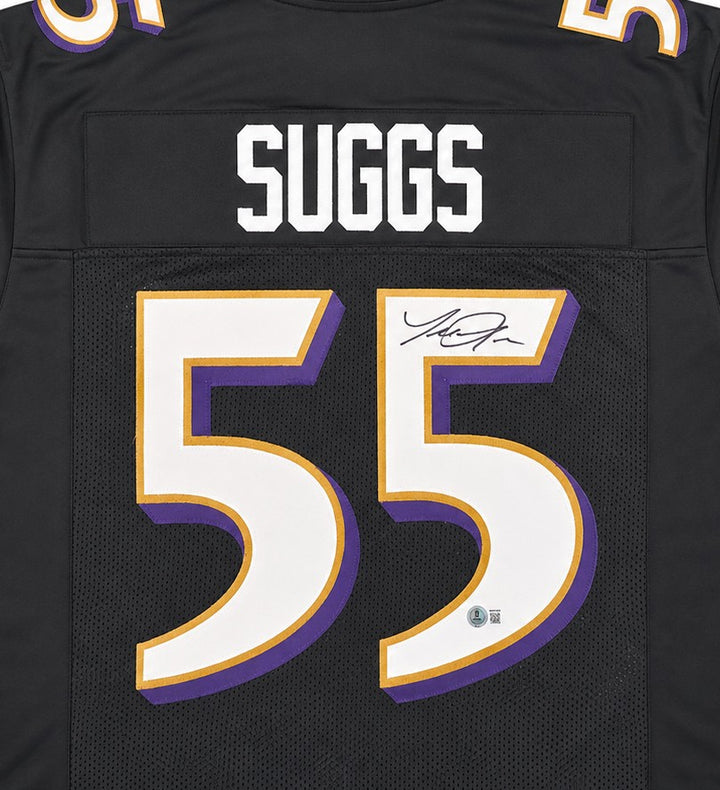 Baltimore Ravens Terrell Suggs Signed Black Jersey Beckett BAS Witness