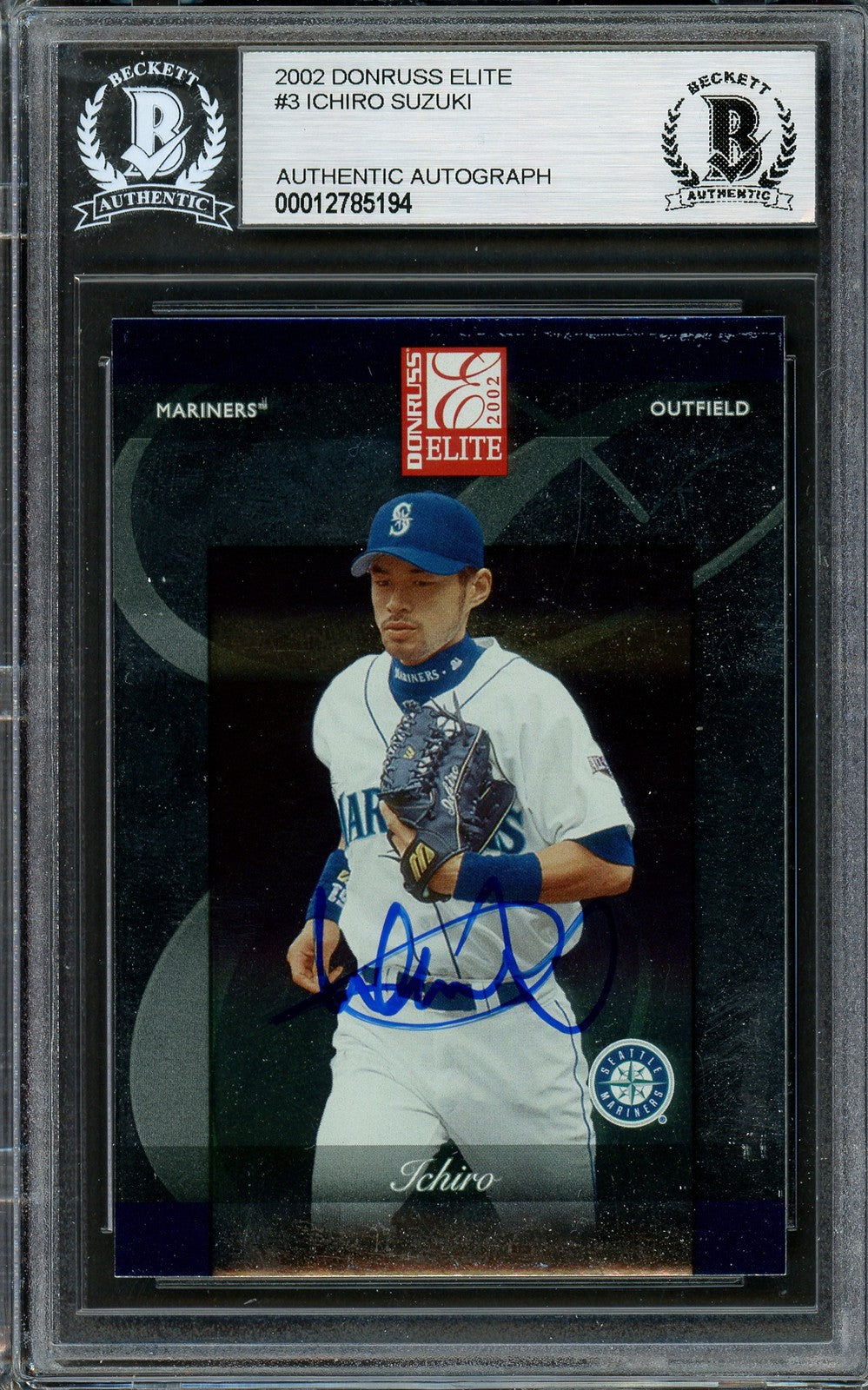 Ichiro Suzuki Signed 2002 Donruss Elite Card 3 Seattle Mariners Beckett