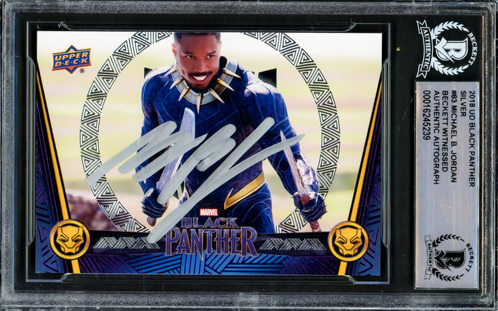 Michael B Jordan Auto 2018 Upper Deck Black Panther Silver Card 83 Beckett