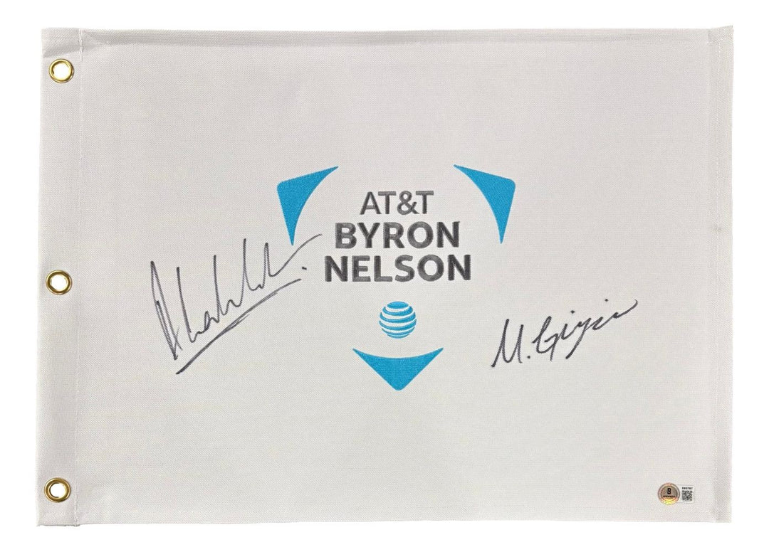 Anirban Lahiri Max Greyserman Signed AT&T Byron Nelson Golf Flag BAS