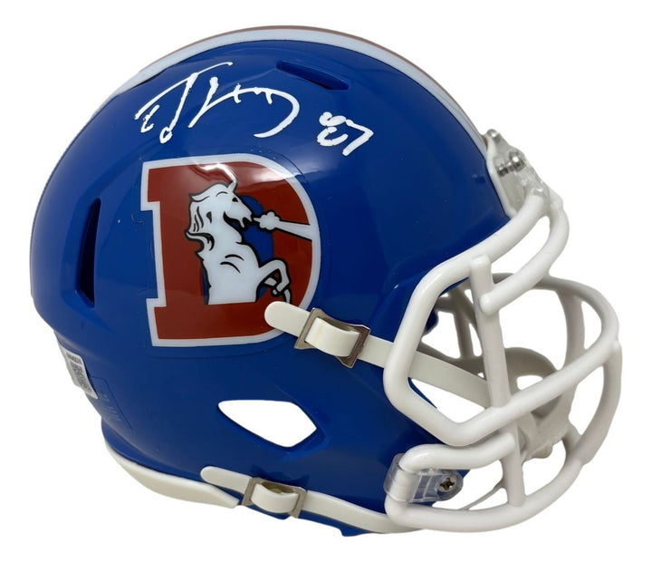 Ed McCaffrey Signed Denver Broncos Throwback Mini Speed Helmet BAS