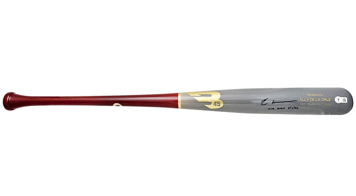 Elly De La Cruz Auto Gray B45 Player Model Bat Reds MLB Debut 6/6/23 Beckett Wit