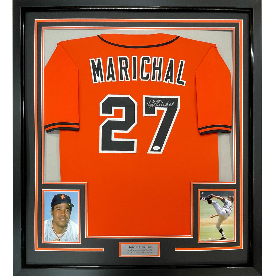 FRAMED Signed JUAN MARICHAL 35x39 San Fran Orange Jersey JSA COA