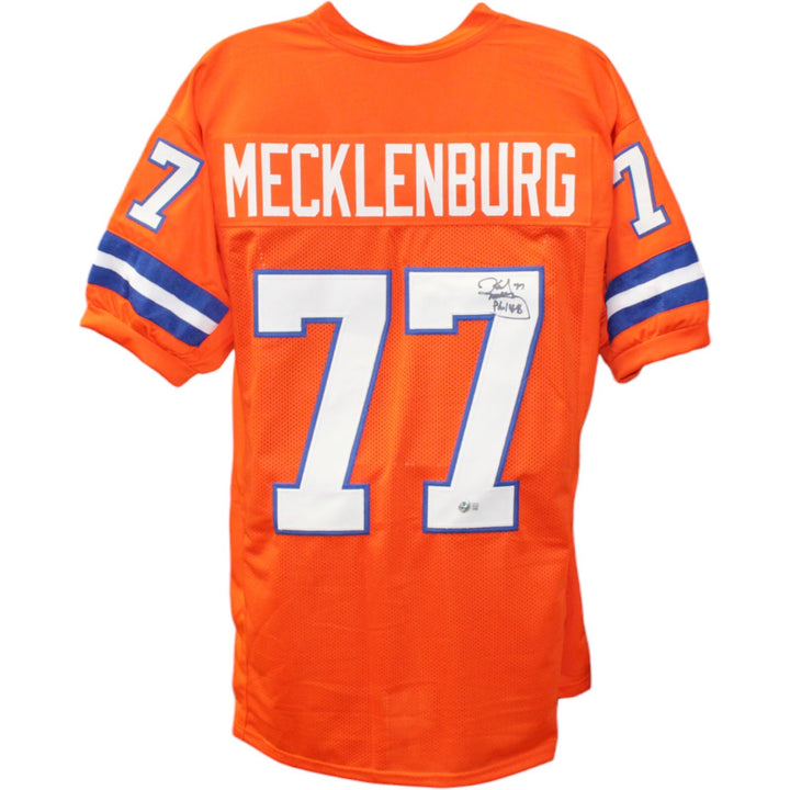 Karl Mecklenburg Autographed/Signed Pro Style XL Orange Jersey Beckett 31933