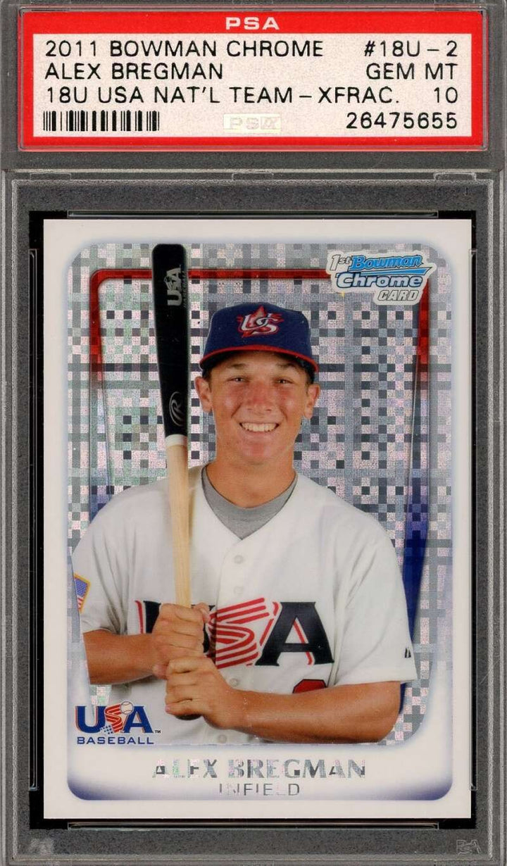 Alex Bregman Gem Mint 10 PSA DNA 2011 Bowman Chrome Xfractor 1st Rookie