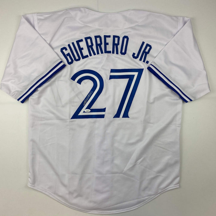 Autographed/Signed Vladimir Vlad Guerrero Jr. Toronto White Jersey JSA COA