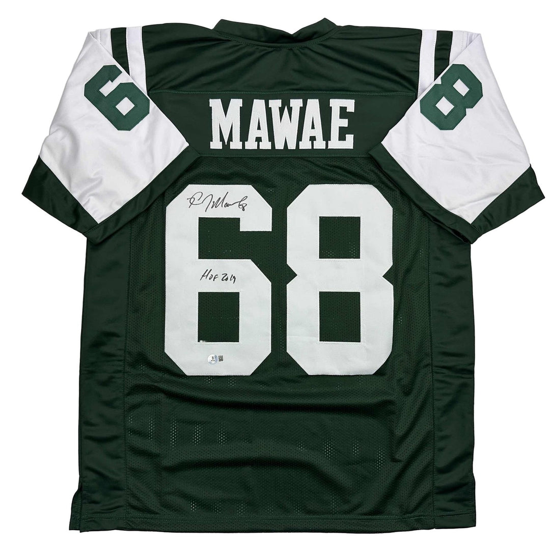 Autographed/Signed Kevin Mawae HOF 2019 New York Green Jersey Beckett COA