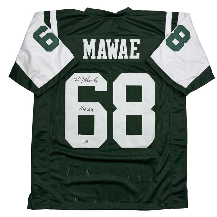 Autographed/Signed Kevin Mawae HOF 2019 New York Green Jersey Beckett COA