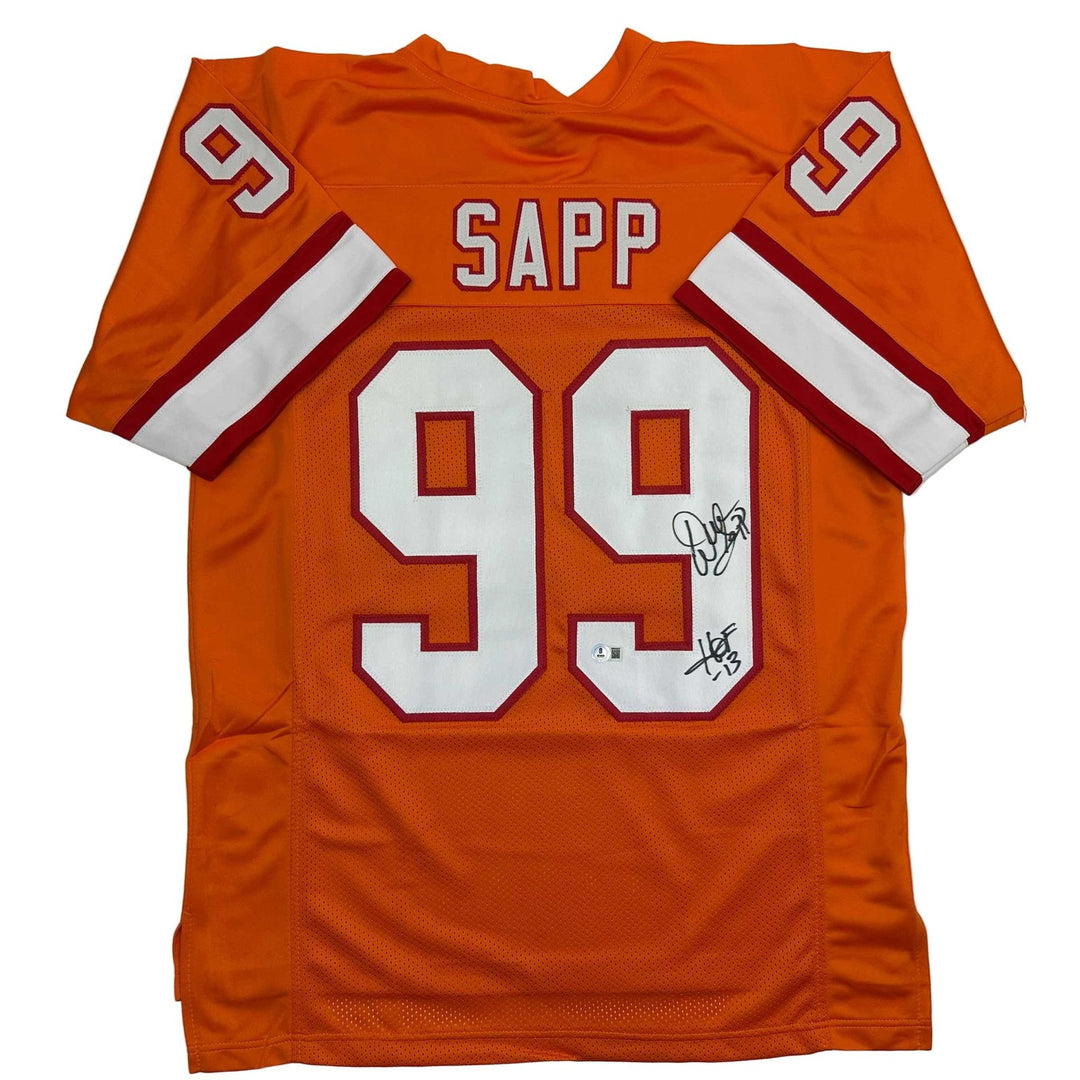 Autographed/Signed Warren Sapp HOF 13 Tampa Bay Orange Retro Jersey BAS COA