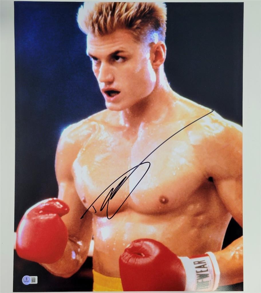 Dolph Lundgren signed Ivan Drago 16x20 photo Rocky autograph ~ Beckett BAS