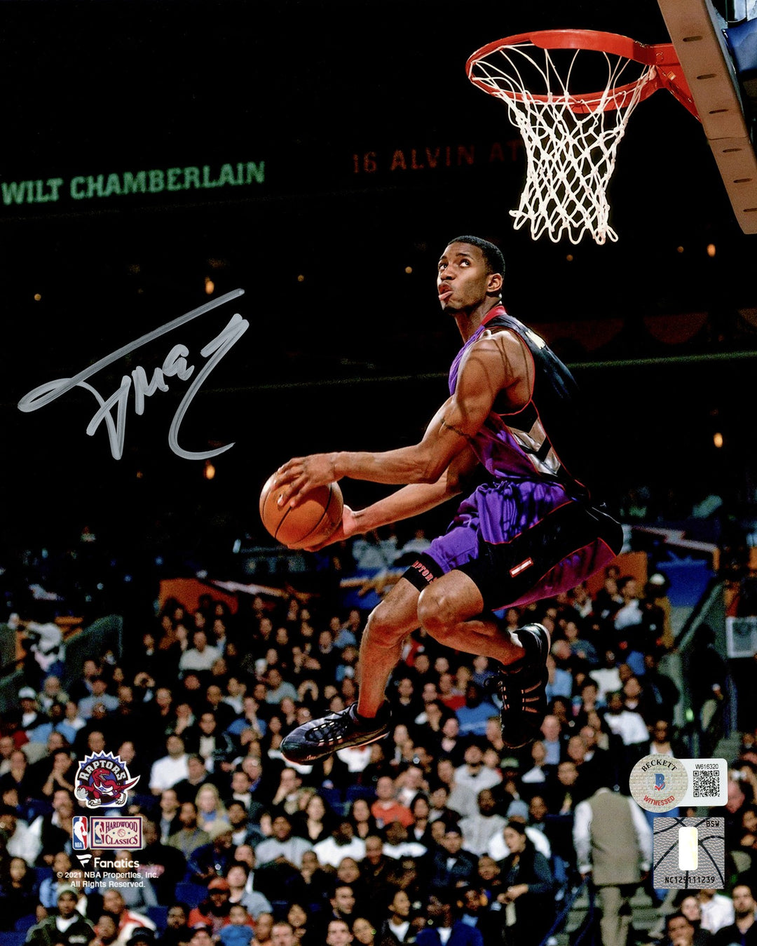 Tracy McGrady Signed 8x10 Photo Toronto Raptors Dunk Beckett BAS Witness