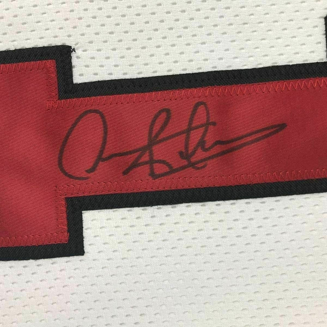 FRAMED Autographed/Signed DENNIS RODMAN 33x42 Chicago White Jersey JSA COA