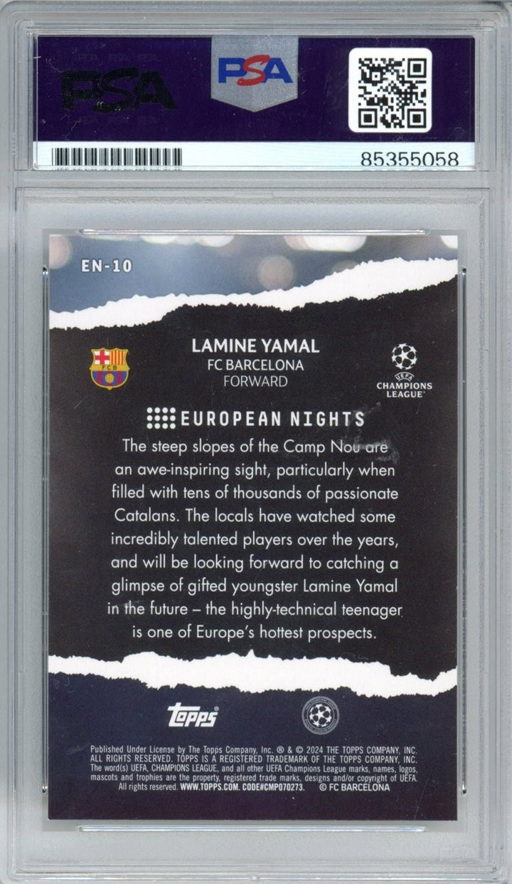 Graded 2023-24 Topps UCC Lamine Yamal #EN10 Rookie Card PSA/DNA Authentic