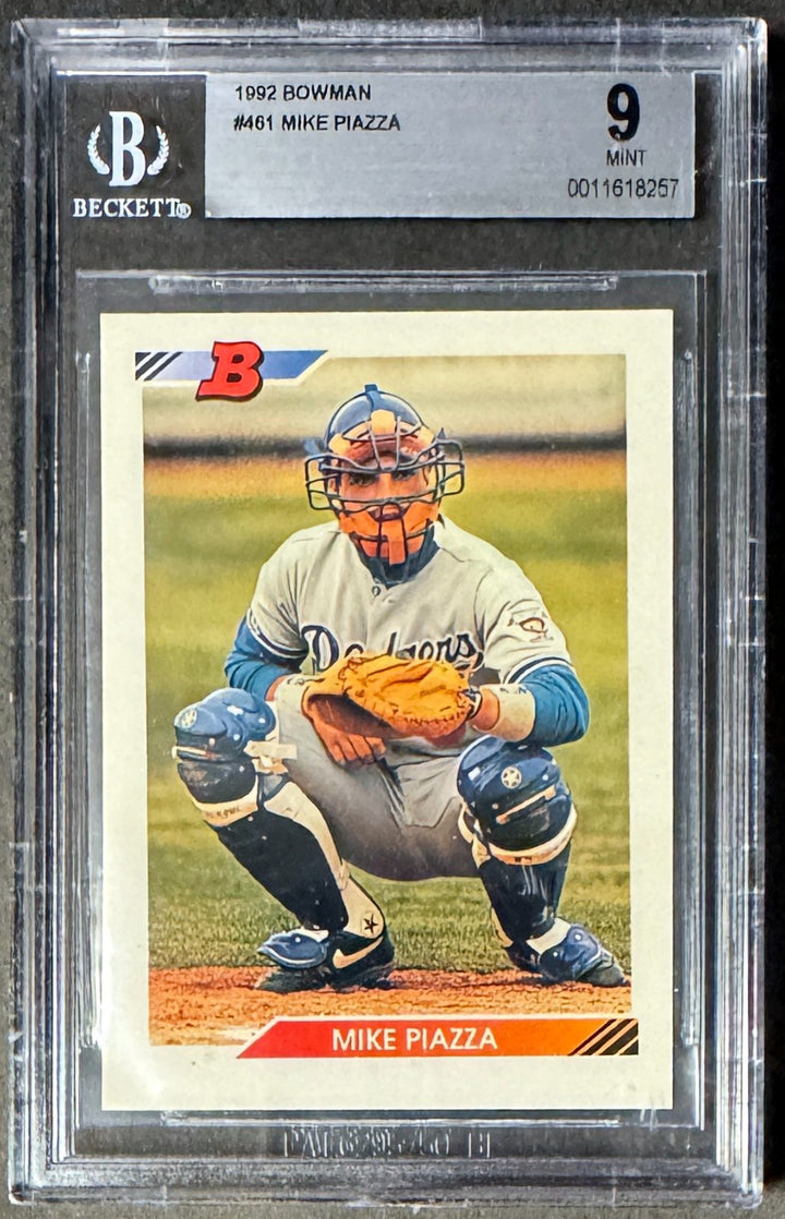 Mike Piazza 1992 Bowman Rookie Card (RC) #461- Beckett/BGS Graded 9 Mint (HOF)