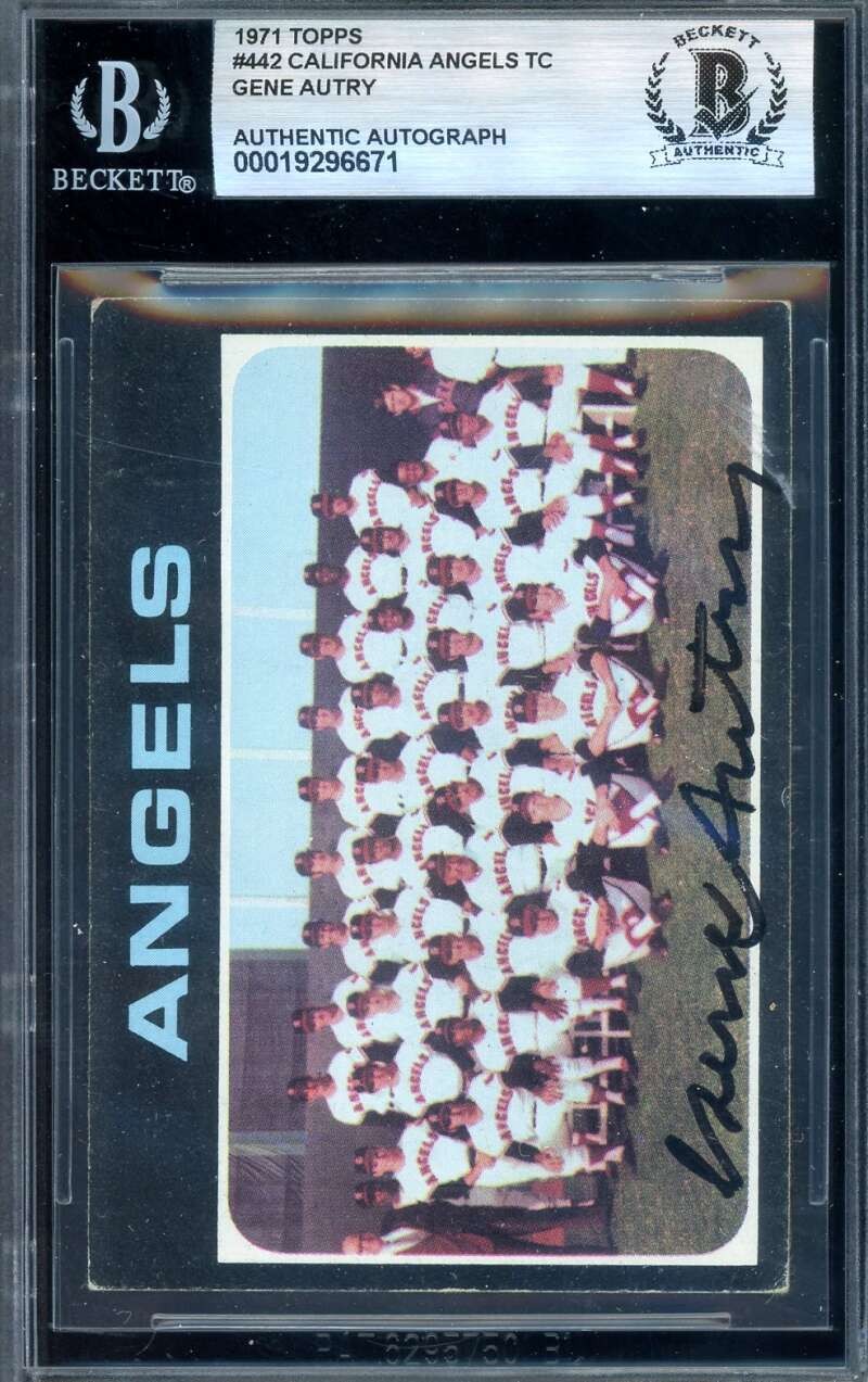 Gene Autry Beckett BAS Signed 1971 Topps Angels Autograph