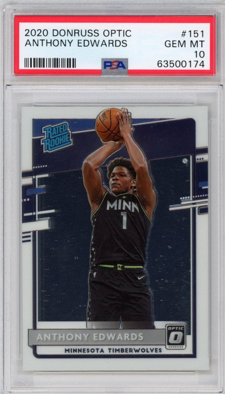 Graded 2020-21 Panini Donruss Optic Anthony Edwards #151 Rookie Card PSA 10