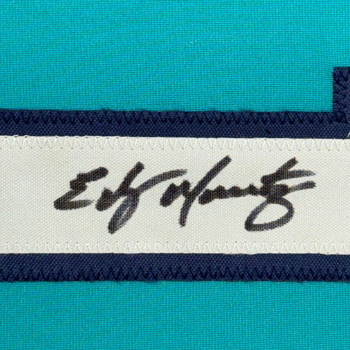 Framed Autographed/Signed Edgar Martinez 35x39 Seattle Teal Jersey JSA COA