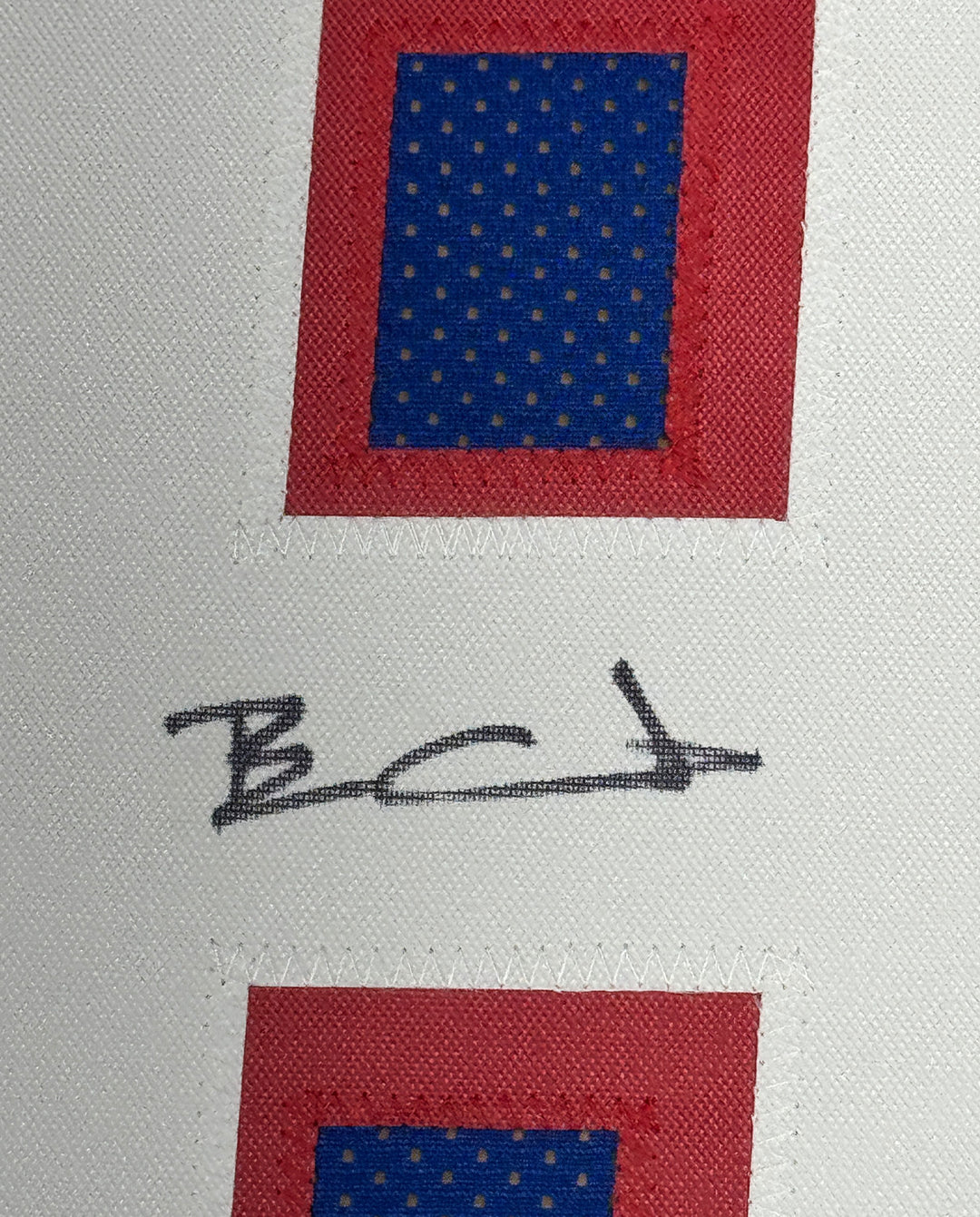 Framed Autographed/Signed Ben Coates 35x39 New England Blue Jersey Beckett COA