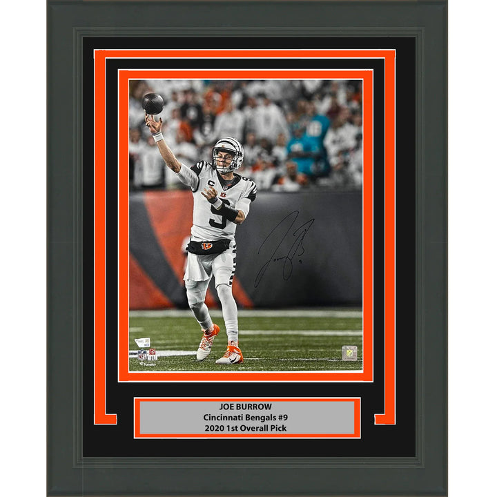 Framed Autographed/Signed Joe Burrow Cincinnati Bengals 16x20 Photo Fanatics COA