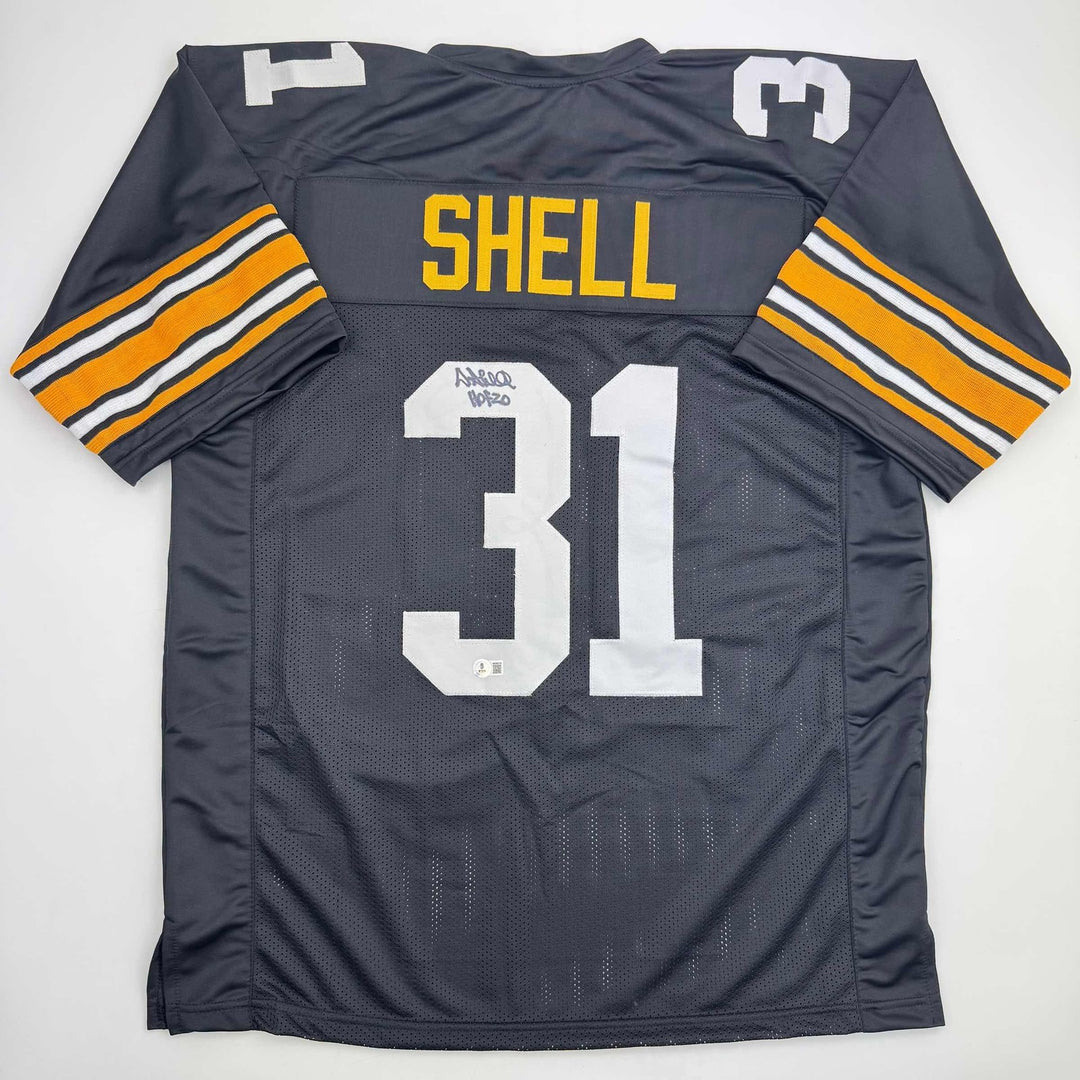 Autographed/Signed DONNIE SHELL Pittsburgh Black Football Jersey JSA COA