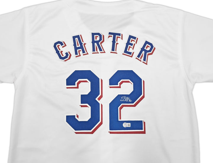 Texas Rangers Evan Carter Signed White Jersey Beckett Witness
