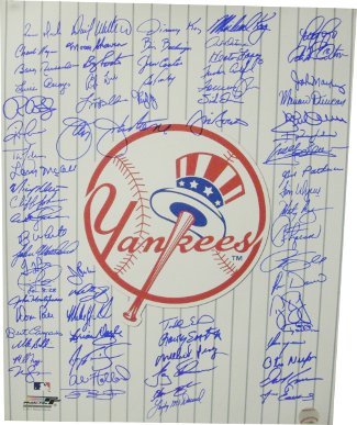 New York Yankees signed 16x20 Photo Top Hat Logo w/ 70 sigs- Beckett LOA