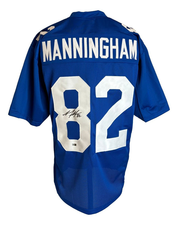 Mario Manningham New York Signed Blue Football Jersey Sports Integrity