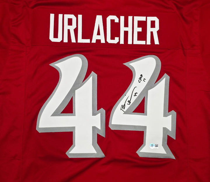 University of New Mexico Brian Urlacher Signed Red Jersey "CHOF 17" Beckett Wit