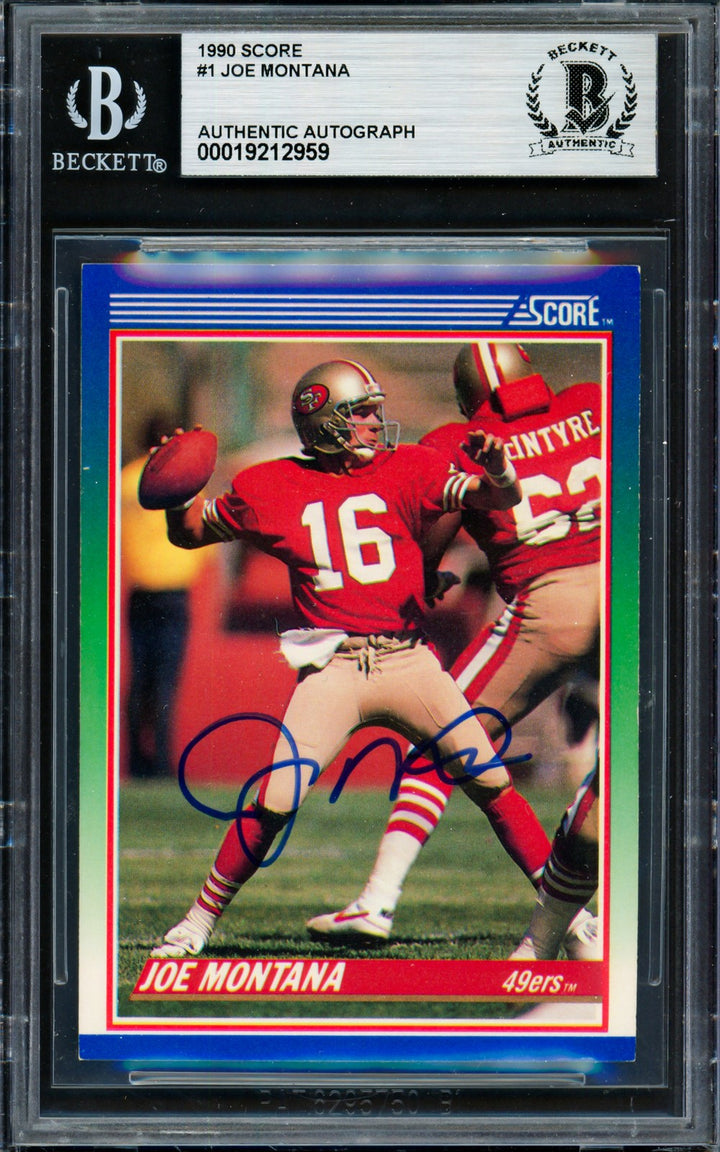 Joe Montana Signed 1990 Score Card 1 San Francisco 49ers Beckett