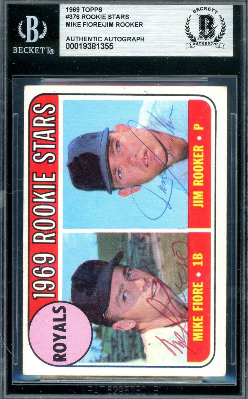 Mike Fiore Jim Rooker Beckett BAS Vintage Signed 1969 Topps Rookie Stars Auto