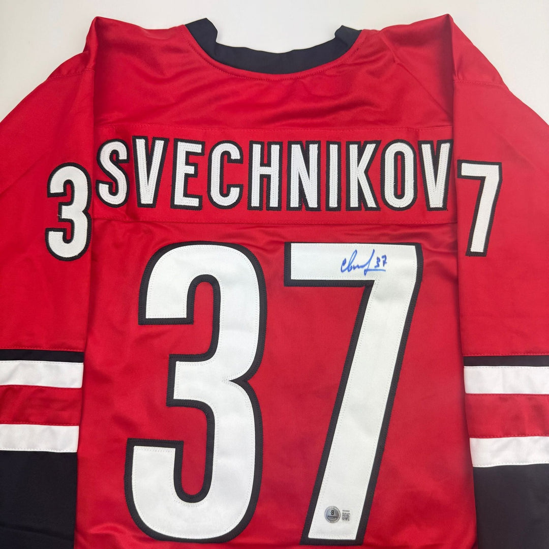 Autographed/Signed Andrei Svechnikov Carolina Red Jersey Beckett BAS COA