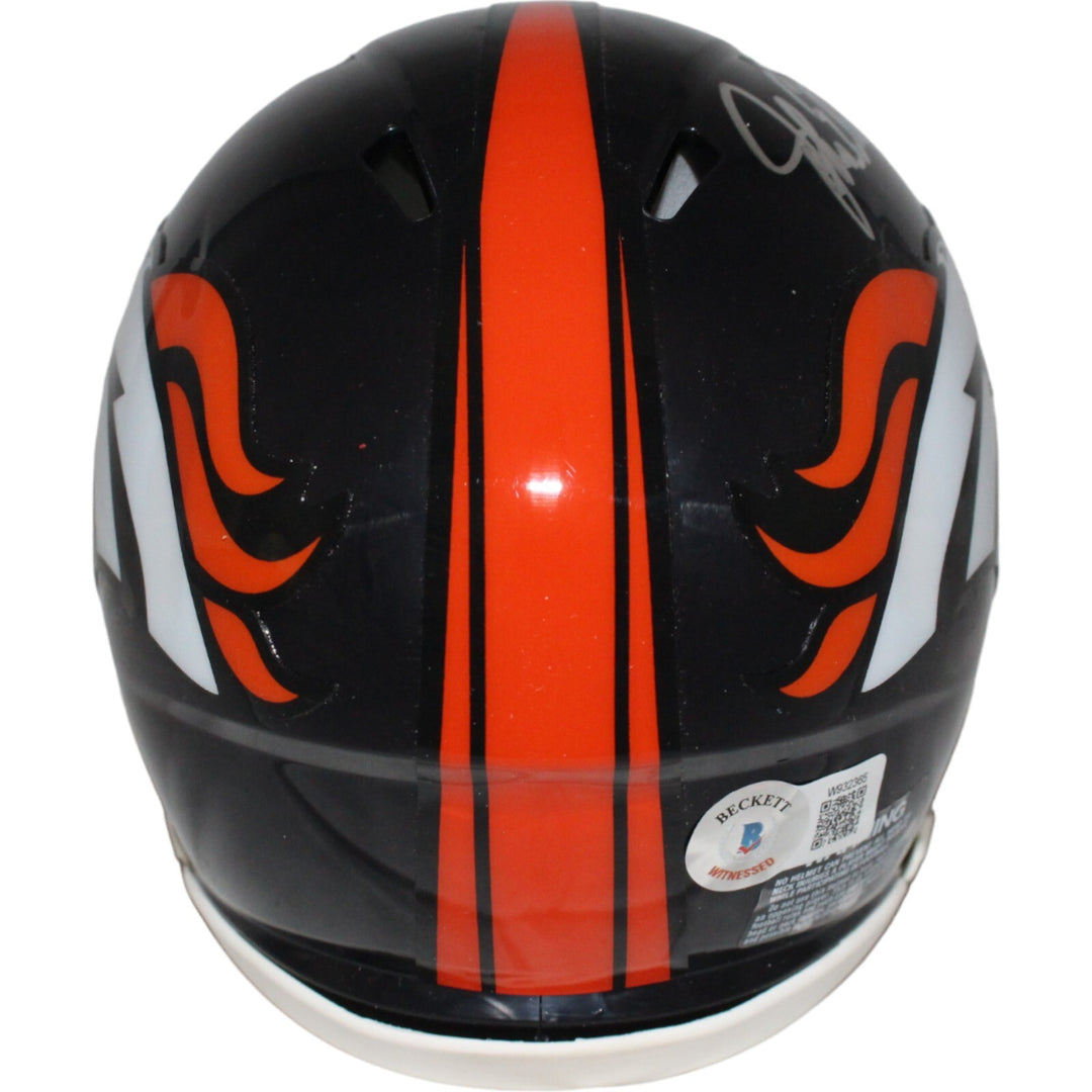 John Elway Autographed/SIgned Denver Broncos Mini Helmet BAS 42991