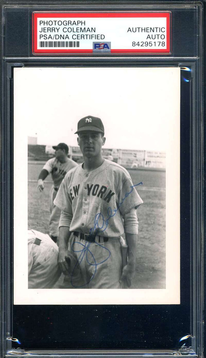 Jerry Coleman PSA DNA Coa Hand Signed 1950`s Original Photo Yankees Autograph