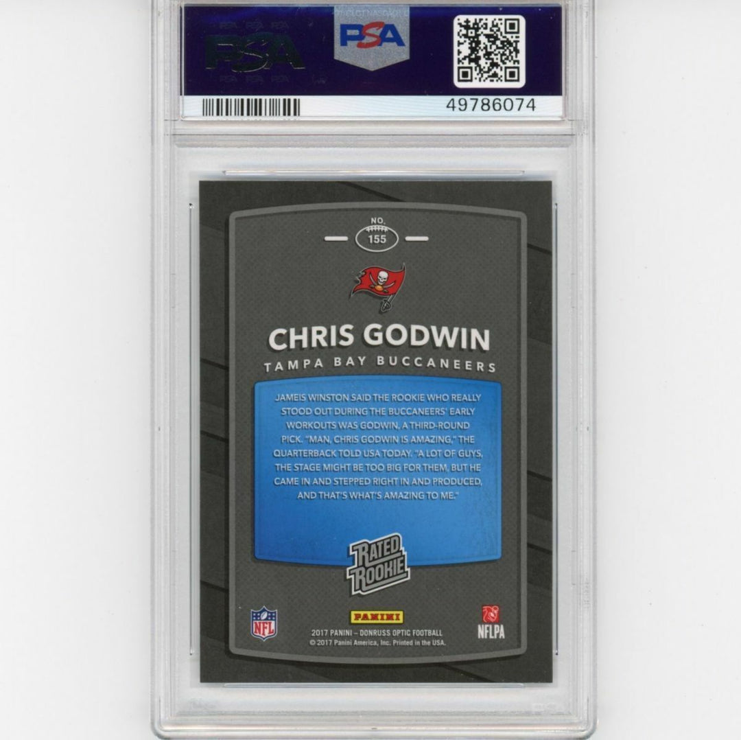 Graded 2017 Panini Donruss Optic CHRIS GODWIN #155 Rated Rookie RC Card PSA 10