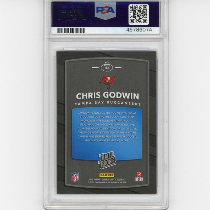 Graded 2017 Panini Donruss Optic CHRIS GODWIN #155 Rated Rookie RC Card PSA 10