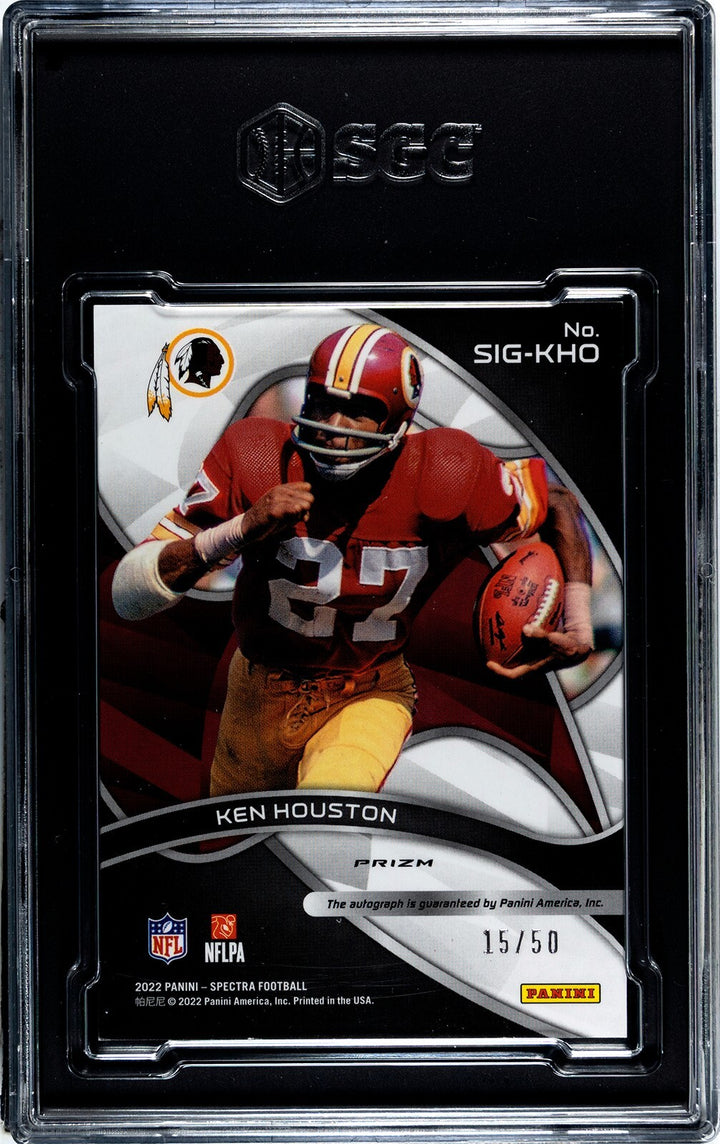 Ken Houston signed 2022 Panini Spectra Celestial Prizm Card #SIG-KHO- /50- SGC G