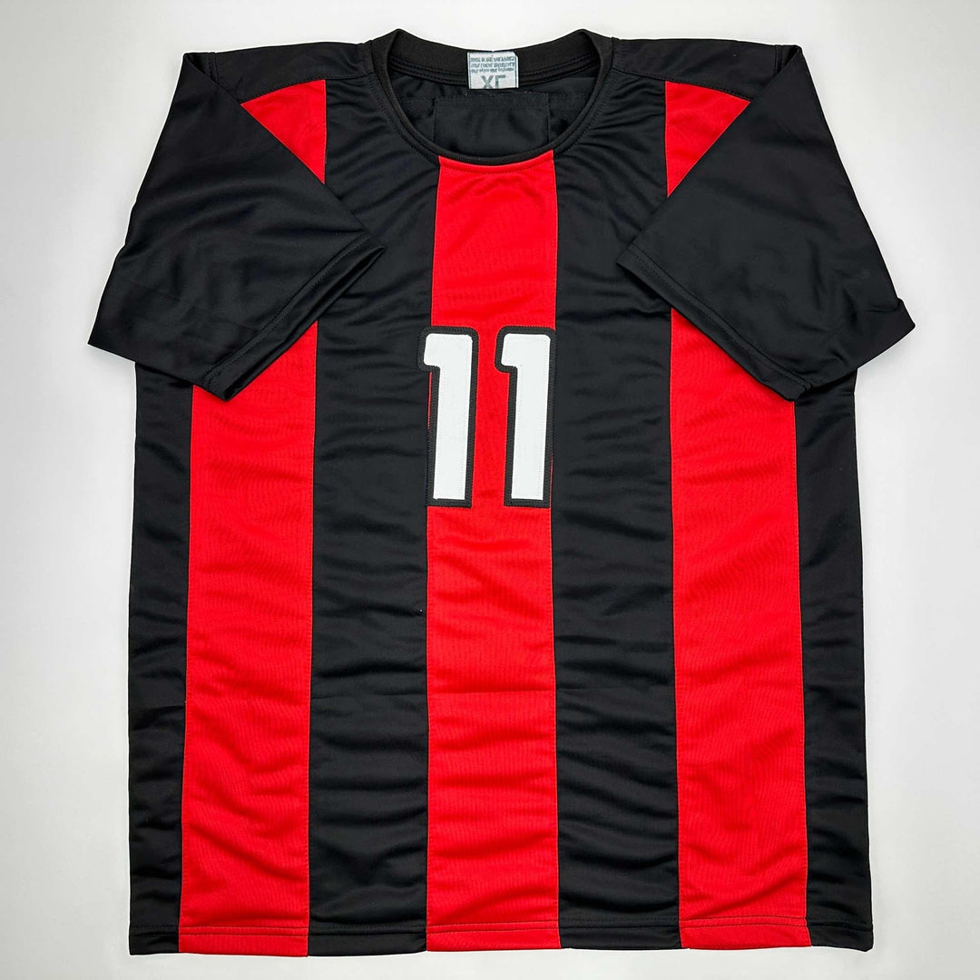 Facsimile Autographed Zlatan Ibrahimovic AC Milan Black/Red Reprint Jersey XL