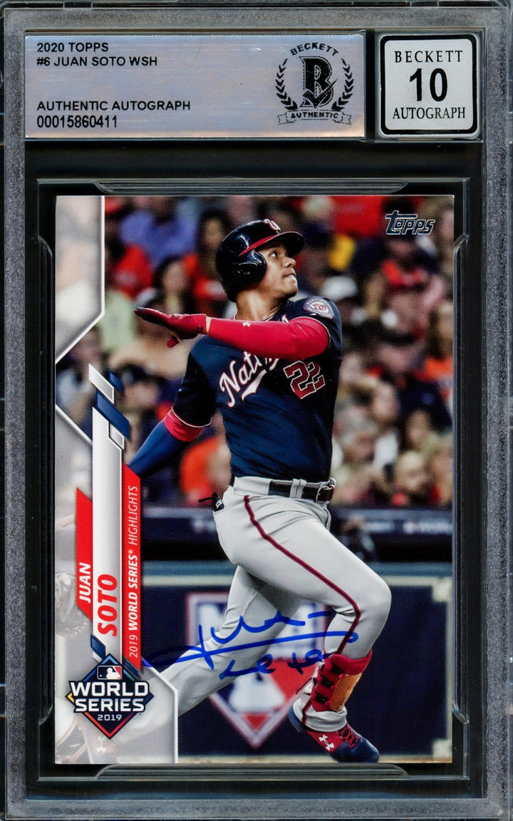 Juan Soto Signed 2020 Topps Card #6 New York Mets Auto Grade Gem Mint 10 Beckett
