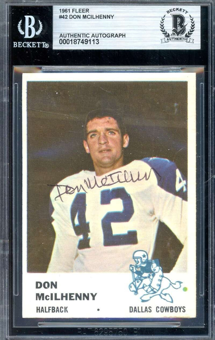 Don McIlhenny Beckett BAS Signed 1961 Fleer Autograph Cowboys