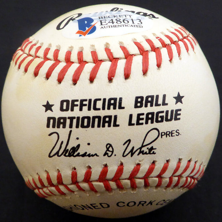 Hank Aaron & Eddie Mathews Signed NL Baseball Milwaukee Braves Beckett