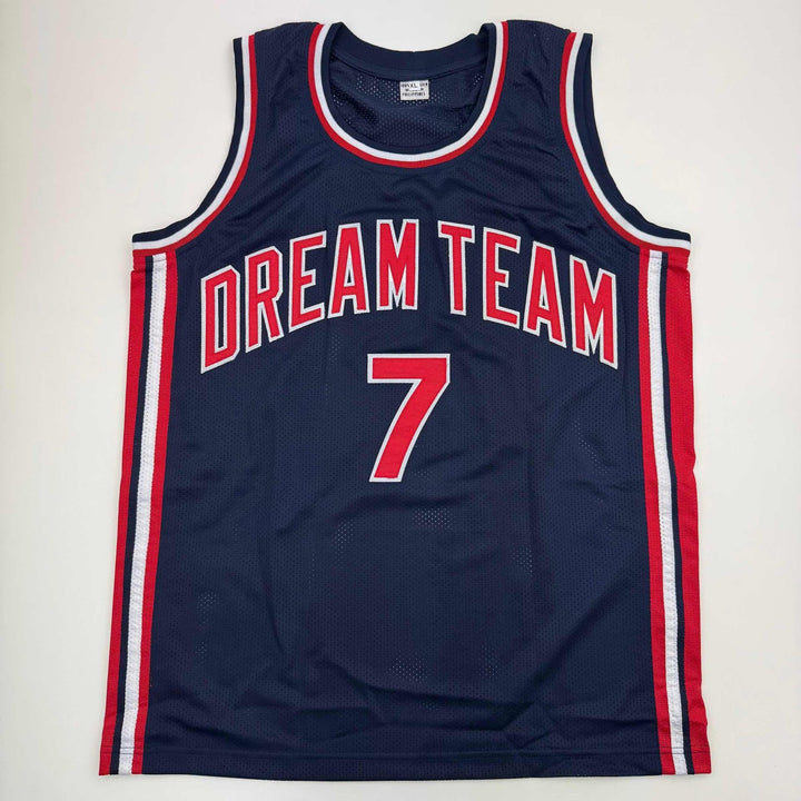 Autographed/Signed Larry Bird USA Blue 1992 Dream Team Jersey Beckett COA