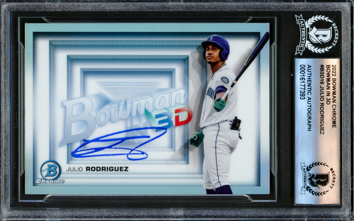 Julio Rodriguez Signed 2022 Bowman Chrome 3D RC #B3D-16 Seattle Mariners Beckett