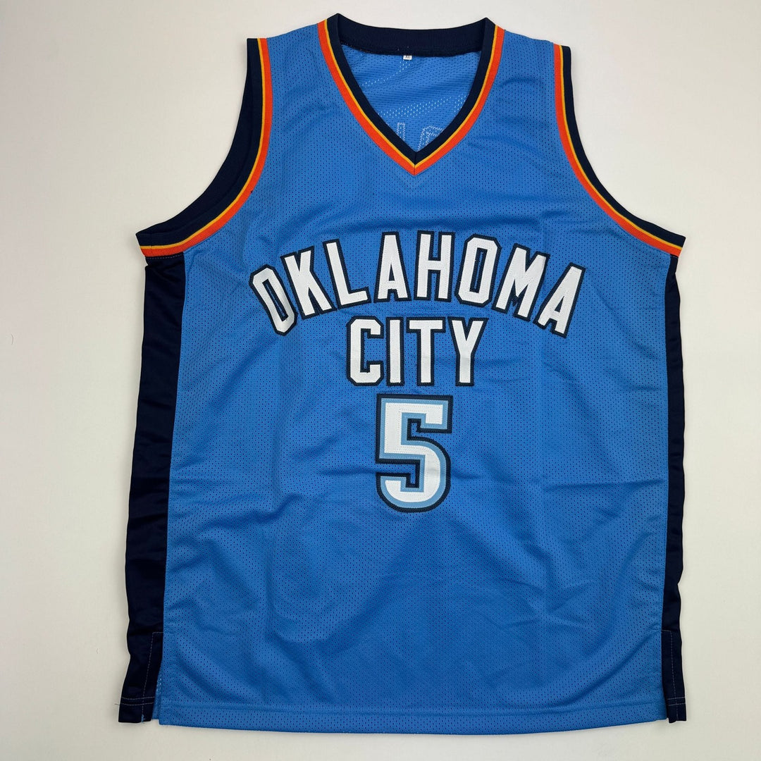 Autographed/Signed Kendrick Perkins Oklahoma City OKC Blue Jersey JSA COA