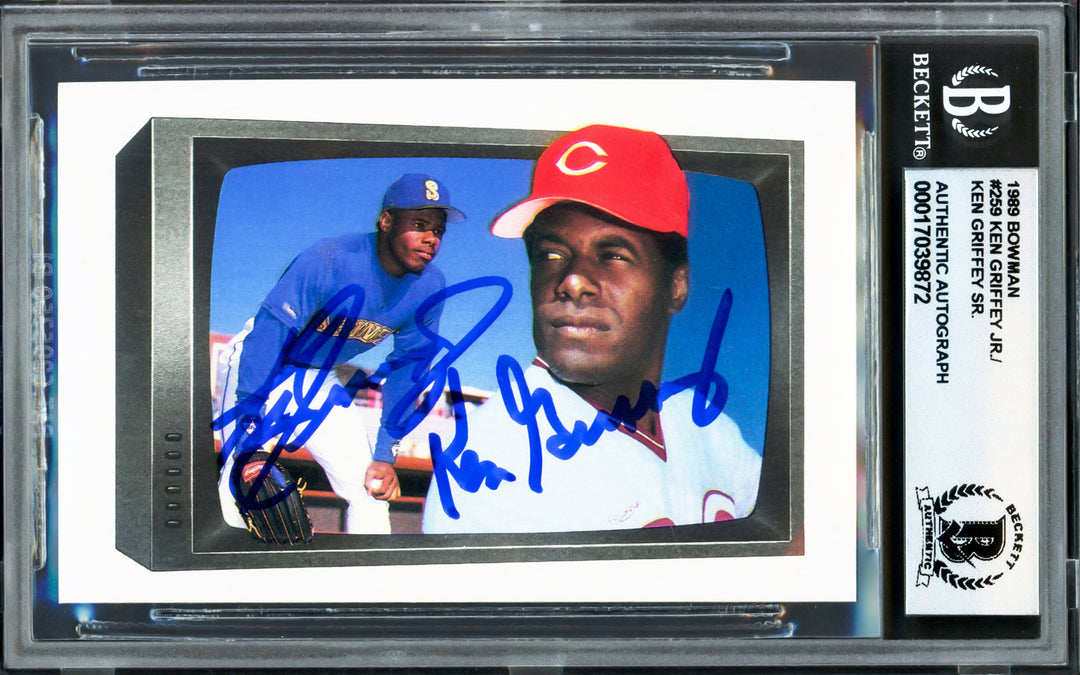 Ken Griffey Jr. & Sr. Signed 1989 Bowman RC 259 Auto GM 10 Beckett