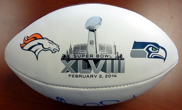 Malcolm Smith Signed White Super Bowl Logo Football Seattle Seahawks MCS Holo