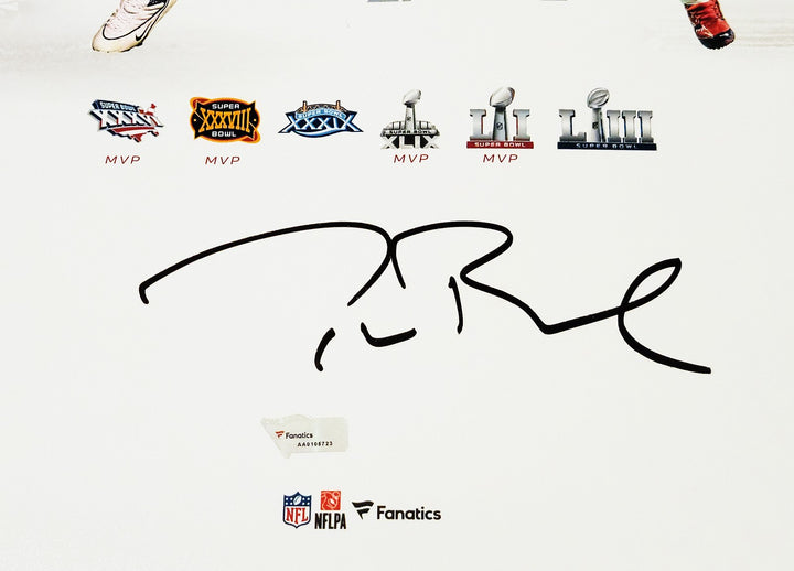 Tom Brady Signed Framed 16x20 Photo Patriots Super Bowl Collage Fanatics Holo
