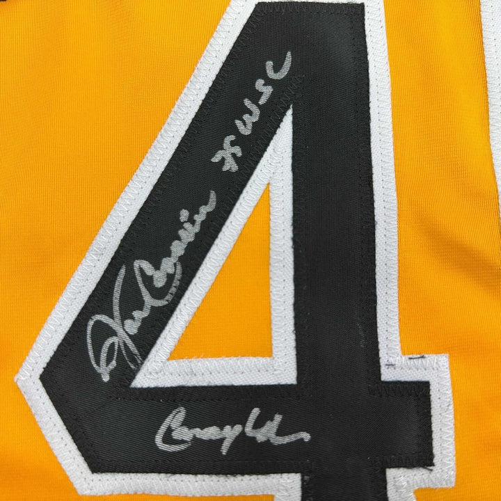 Framed Autographed/Signed John Candelaria 35x39 Pittsburgh Yellow Jersey JSA COA